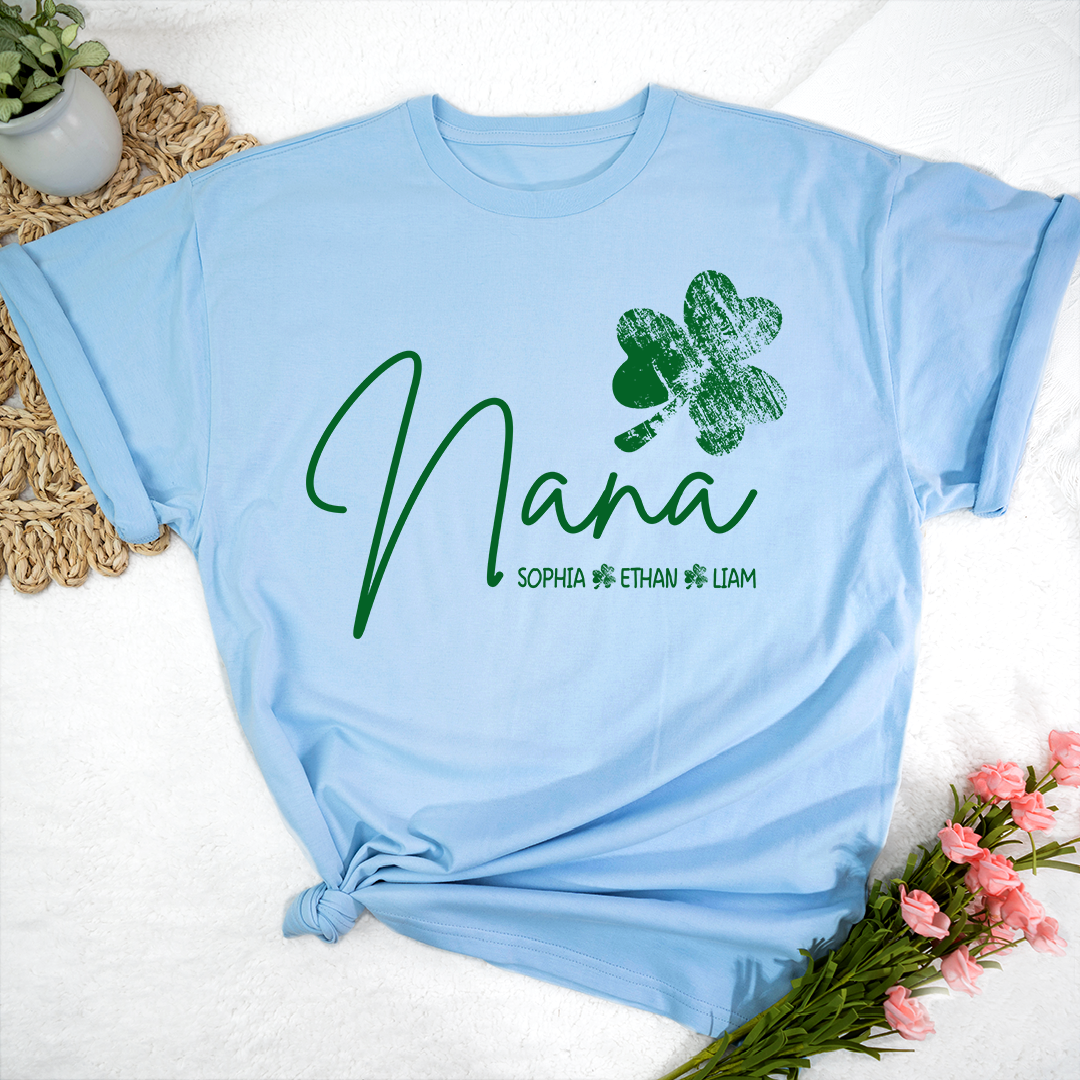 Nana Shamrock Shirt for St Patrick’s Day, Personalized Grandmalife Family Tee