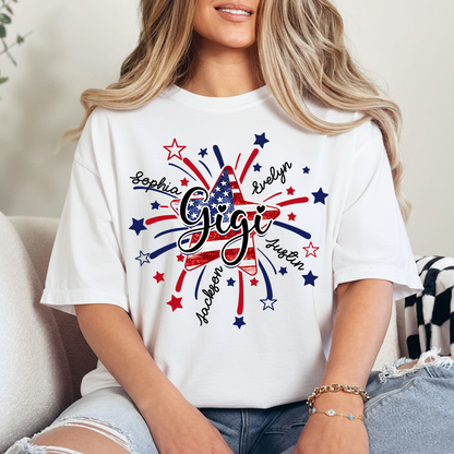 Personalized 4th Of July Grandma, Star Firework For Gift Grandma with Kid Names