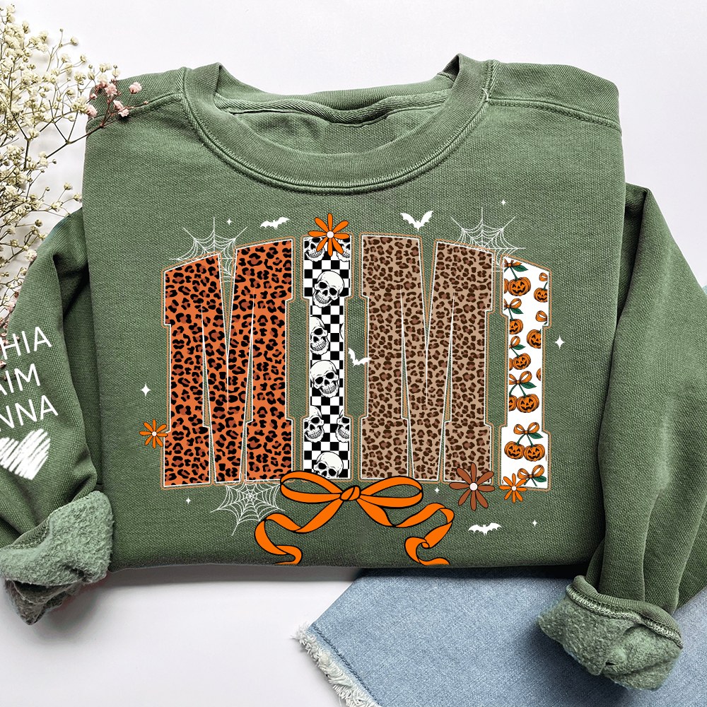 Personalized Coquette Halloween Mimi, Gift for Grandma with Leopard And Custom Name