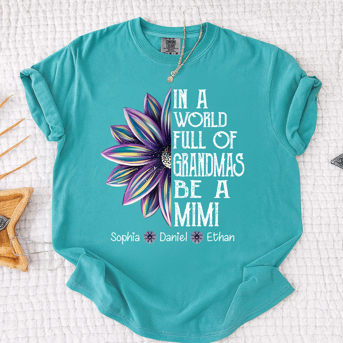 Comfort Colors Personalized Mimi Shirt with Kids Names In a World Full of Grandmas Be a Mimi with Floral Graphic Custom Family Tee