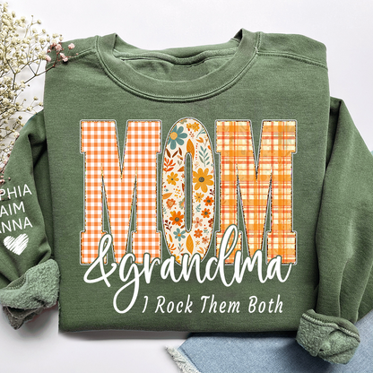 Custom Fall Mom & Grandma I Rock Them Both Sweatshirt, Gift For Grammy And Her Grandchildren