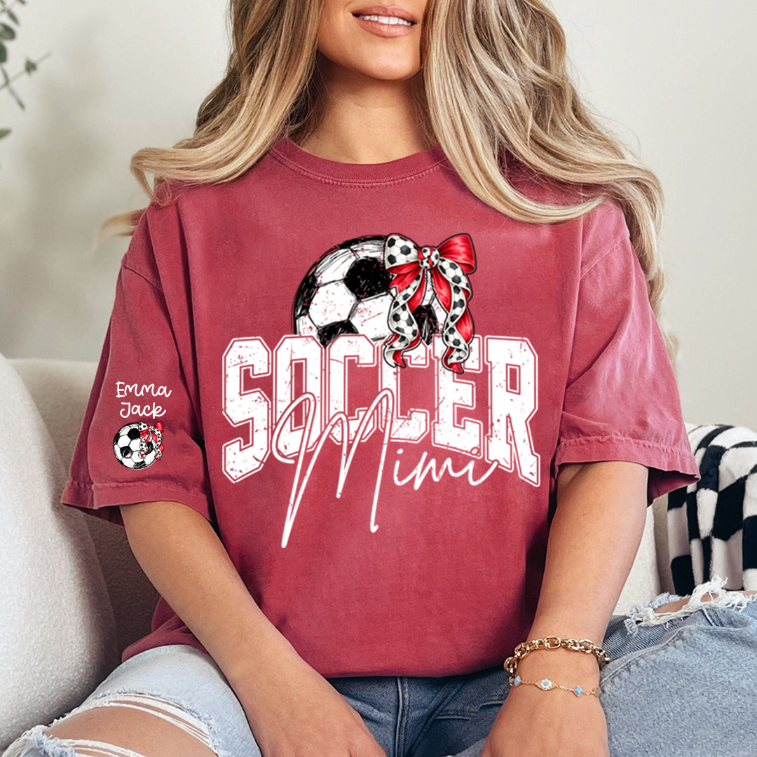Mimi Soccer Fan T Shirt Custom Names Soccer Ball Graphic Sports Grandma Tee