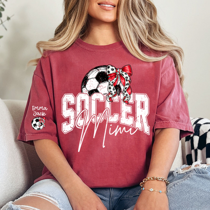 Mimi Soccer Fan T Shirt Custom Names Soccer Ball Graphic Sports Grandma Tee