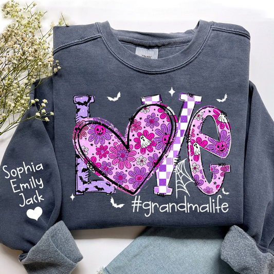 Naughty Halloween Flowers, Personalized Grandma Love Life Pumpkin and Kids