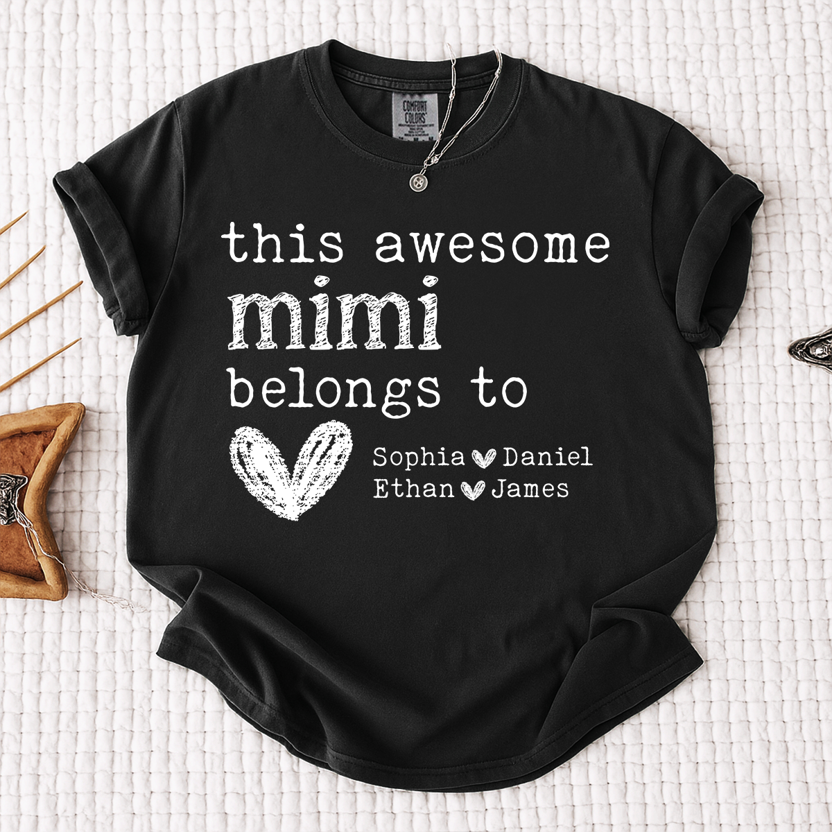 Comfort Colors This Awesome Mimi Belongs To Shirt, Personalized Mimi T Shirt with Kids Names, Custom Grandma Gift, Cute Family Tee