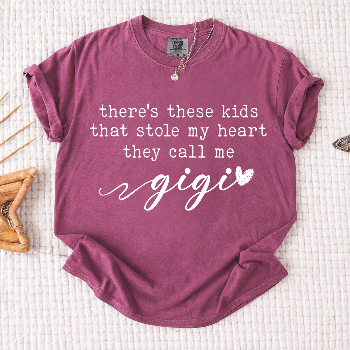 Comfort Colors® Gigi Tee Personalized Gift For Grandma, There's these kids That Stole My Heart They Call Me Grandma
