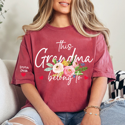 This Grandma Belongs to Shirt, Personalized Grandma T-Shirt with Custom Kids Names and Floral Design