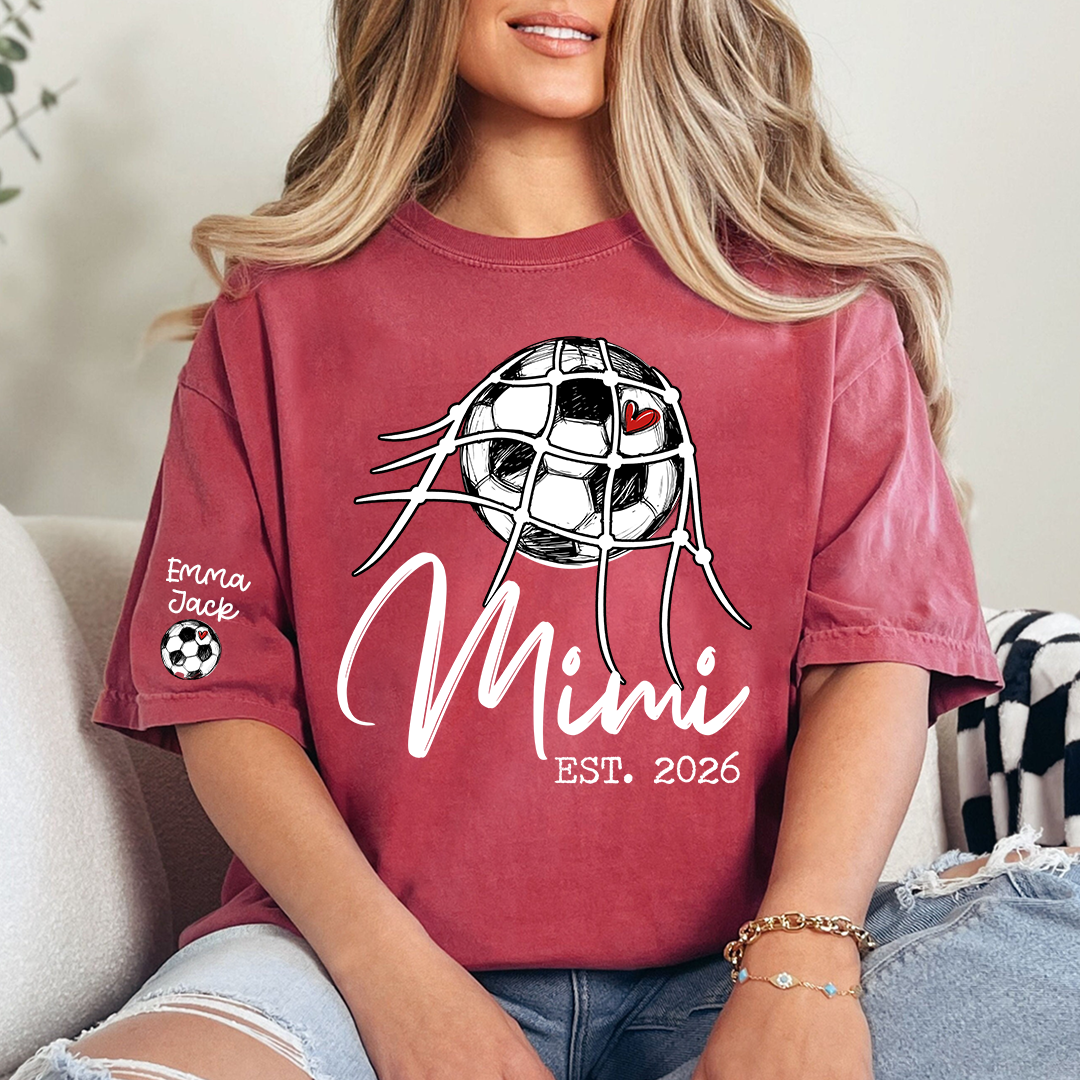 Children's Sports T-shirt, Custom Printed With Name, For Grandma, Soccer Mimi brand, Customizable With FoundingYear