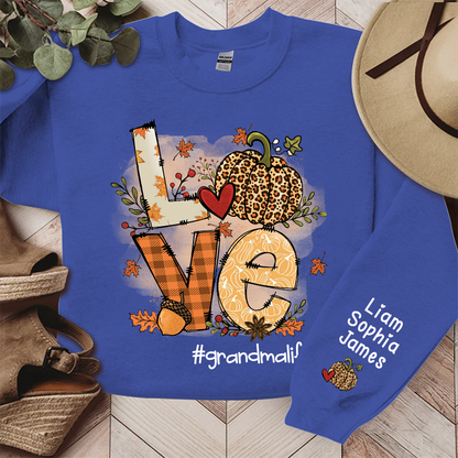 Love Grandma Life Pumpkin Fall Autumn, Custom Grandma And Grandkids, Grandma Gift, Autumn Gift TH Sweatshirt