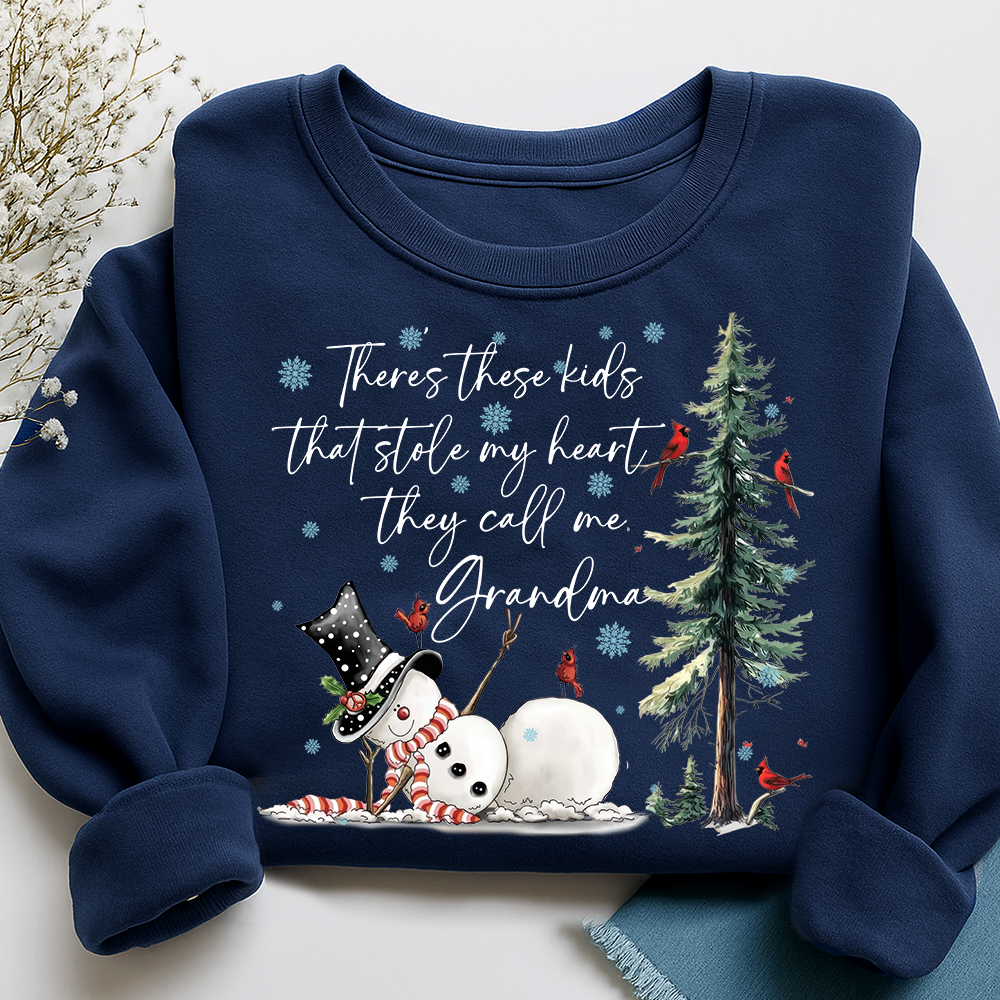 They Call Me Grandma, They Stole My Heart Sweatshirt – Personalized Gift for Grandmother, Cute Holiday Outfit for Christmas