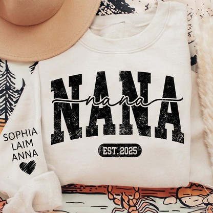 Personalized Nana Est. 2025 Custom Sweatshirt Gift For Grandma And Grandchild