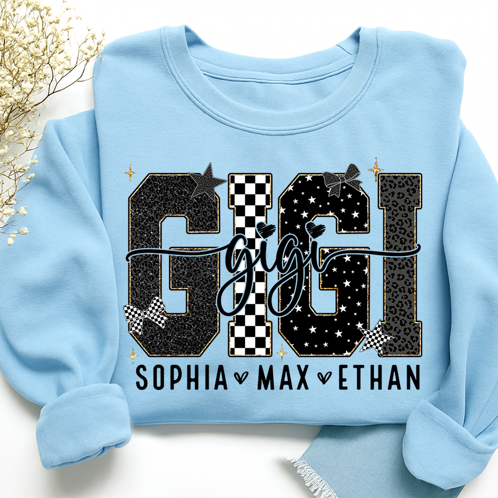 Gigi Style Star Plaid Design, Custom Gifts for Grandma and Grandchild
