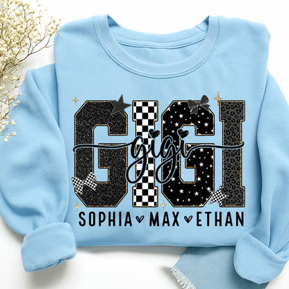 Gigi Style Star Plaid Design, Custom Gifts for Grandma and Grandchild