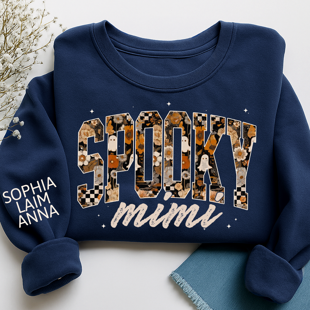 Personalized Spooky Grandma Halloween Sweatshirt, Gift for Mimi And Kids