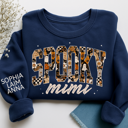 Personalized Spooky Grandma Halloween Sweatshirt, Gift for Mimi And Kids