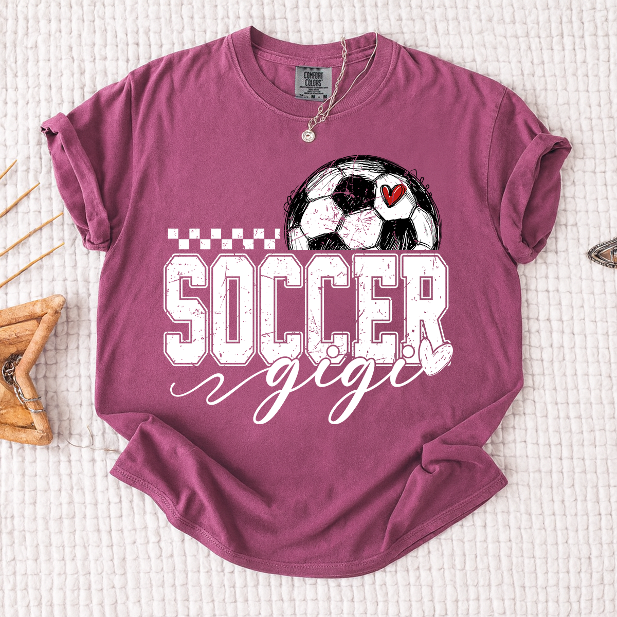 Comfort Colors® Personalized Gigi Soccer Tee, Custom Soccer Gigi For Gift Family