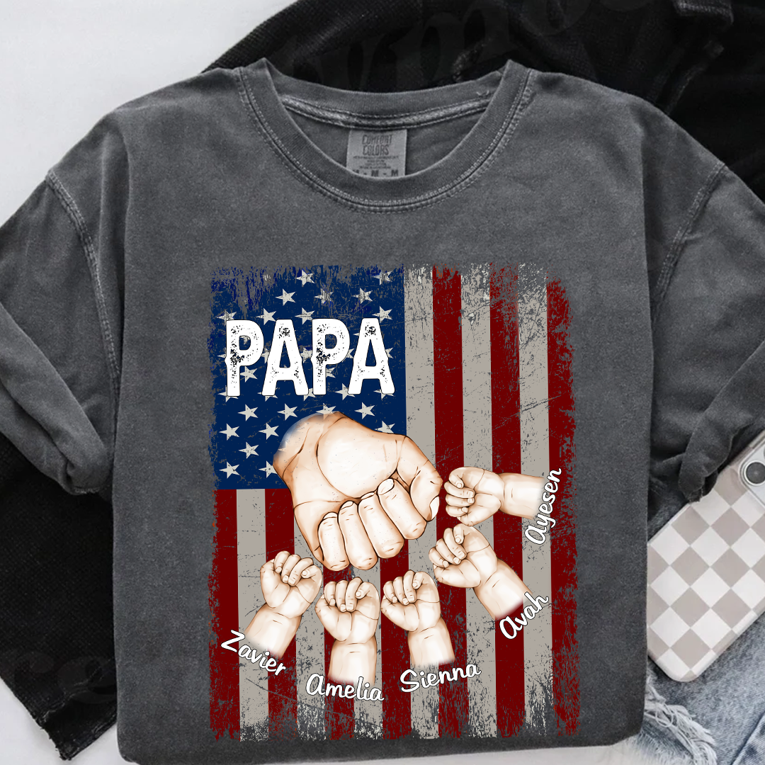 Personalized Father's Day T-shirt - Custom Family Handprint Design