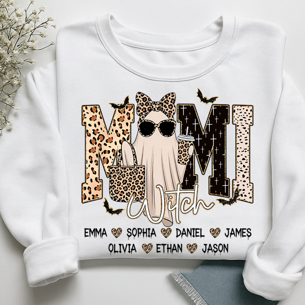 Custom Ghost Sweatshirt for Grandma, Halloween Witch Mimi Boo 2025