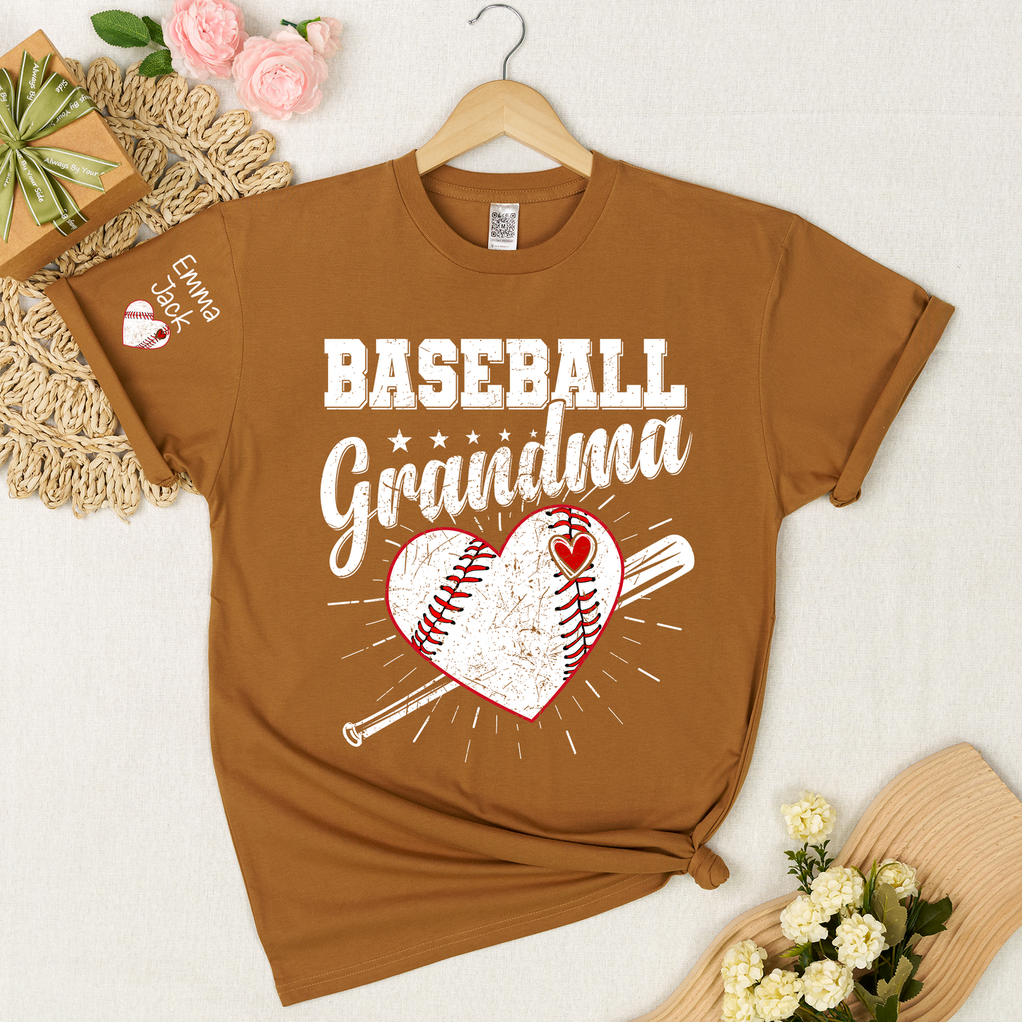 Custom Baseball Grandma T-Shirt, Personalized Family Tee for Baseball Season and Game Days