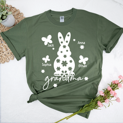 Personalized Grandma Easter Bunny T-shirt, Custom Grandma And Kids
