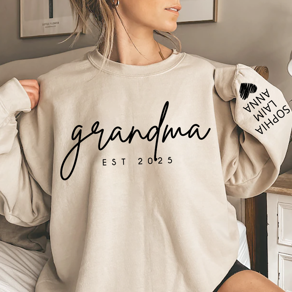 Personalized Grandma Est Sweatshirt, Gifts for Grandma, Custom Grandma and Grandchild Names