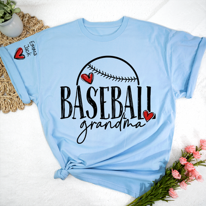 Baseball Nana Personalized T-Shirt, Cute Heart Baseball Design Nana T-Shirt