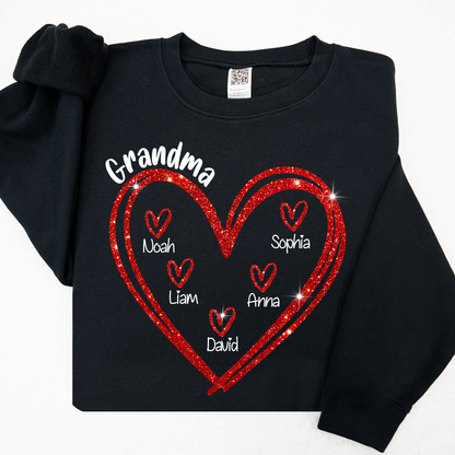 Glitter Custom Name Valentine Heart Grandma And Kids LTP01