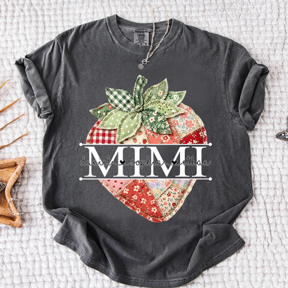 Comfort Colors® Mimi Strawberry Shirt, Personalized Cute Summer Grandma Tee For Gift Grandma And Kids