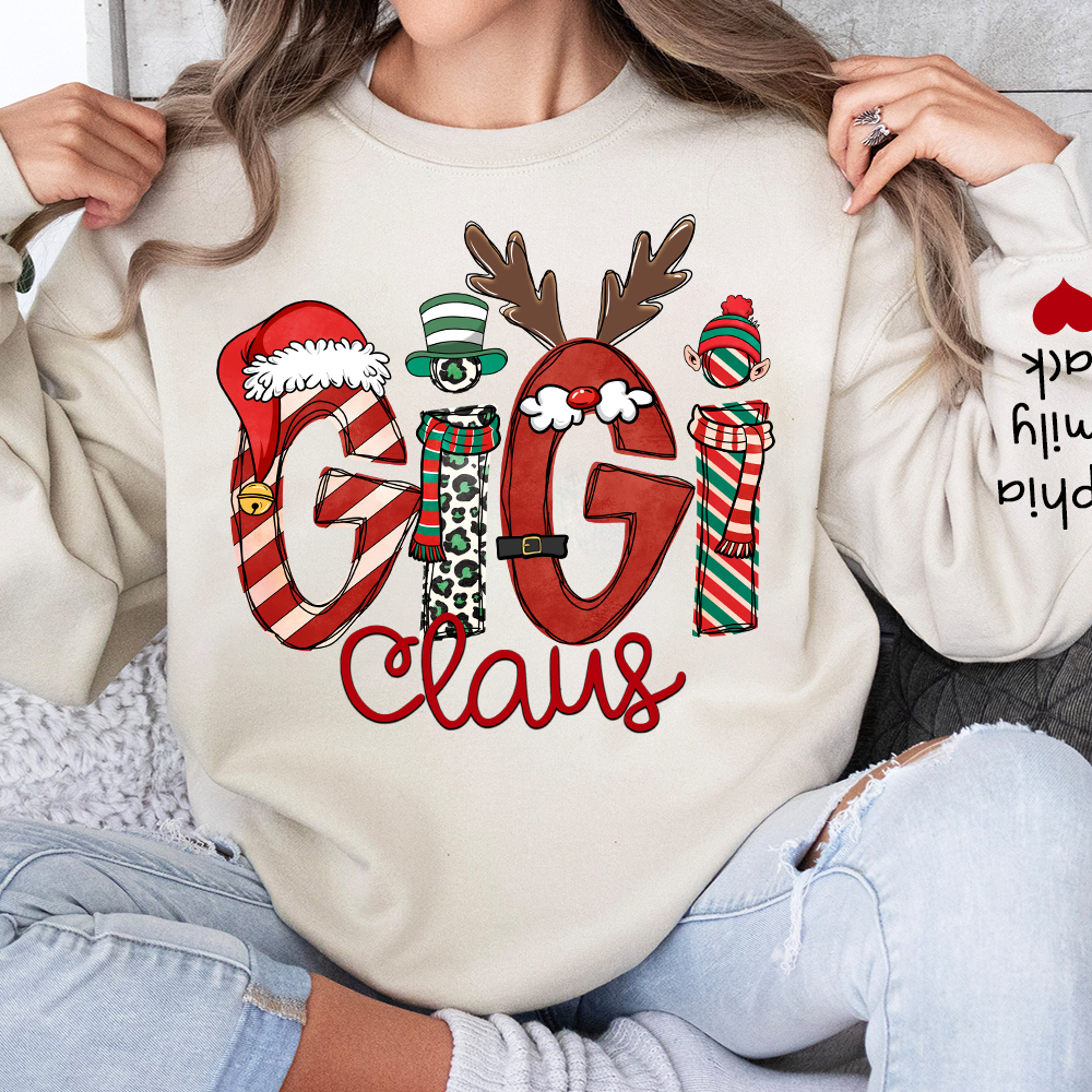 Custom Christmas Gigi Claus Sweatshirt, Gift For Gigi Claus And Kids 2025