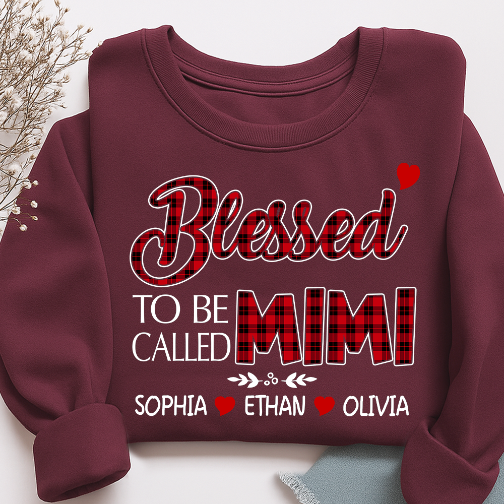 Personalized Blessed To Be Called Mimi Sweatshirt, Gifts for Grandma, Custom Grandma and Grandchild Names