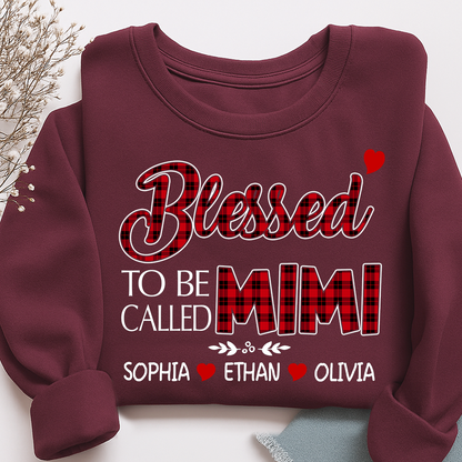Personalized Blessed To Be Called Mimi Sweatshirt, Gifts for Grandma, Custom Grandma and Grandchild Names