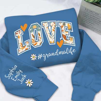 Customized Fall Grandma Life Pumpkin Sweatshirt, Personalized for Grandma And Kids