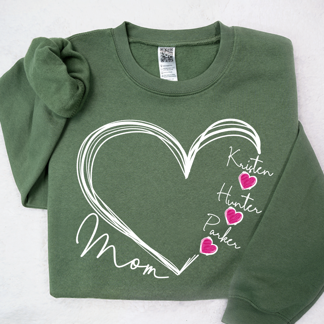Custom Heart Mom And Kids Valentine's Day LTP01 Sweatshirt