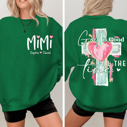 Custom Hand Drawn Cross Sweatshirt, Gift for Mimi And Grandchild