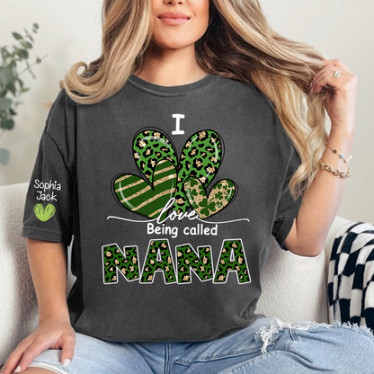 I Love Being Called Nana Shamrock Shirt for St Patrick’s Day, Cute Green Family T Shirt, Give Grandma And Kids