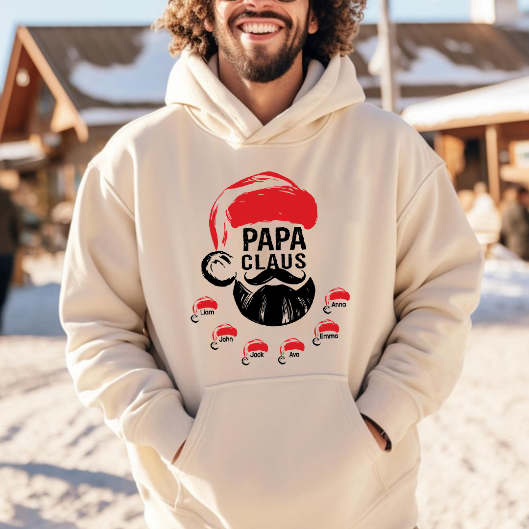 Custom Papa Claus Christmas, Gift For Papa And Kids Hoodie