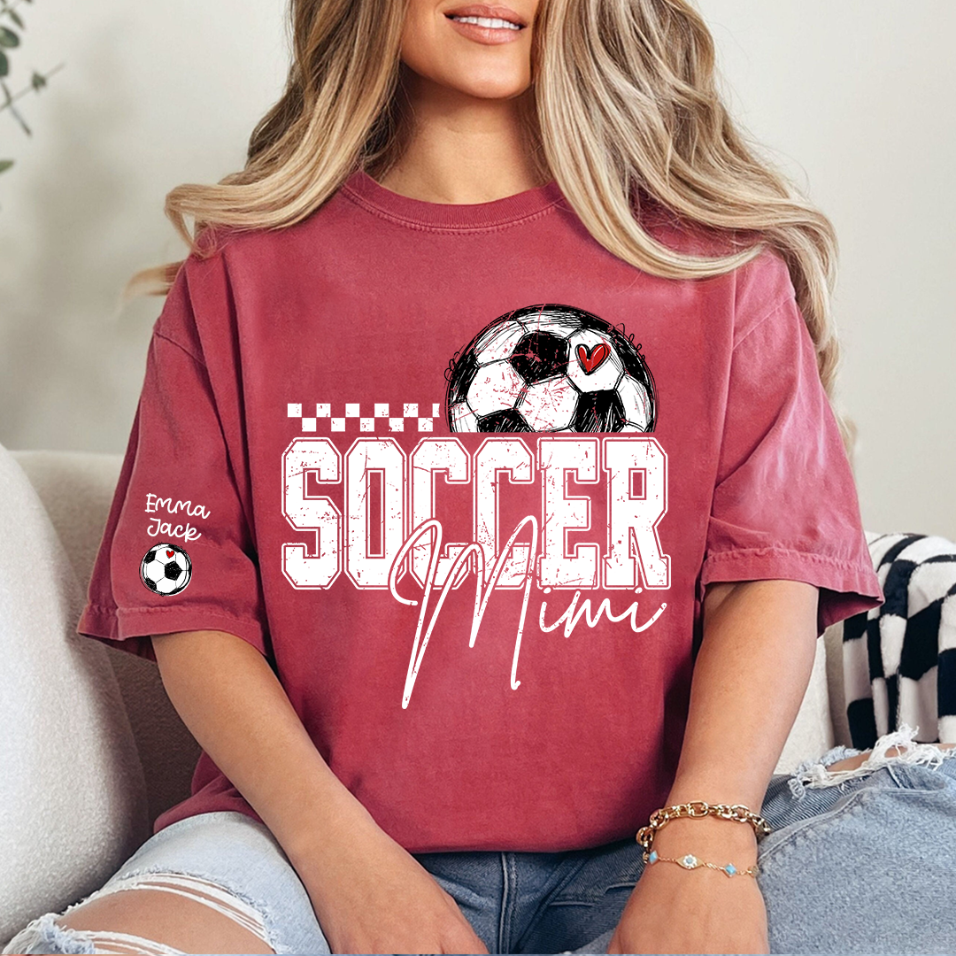 Soccer Mimi Shirt Personalized with Grandkids Names, Soccer Ball Graphic Family T Shirt