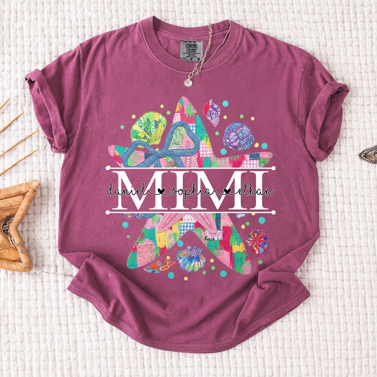 Comfort Colors® Custom Mimi Starfish Shirt, Colorful Beach Vacation Grandma Gift