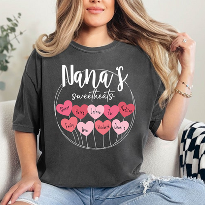 Nana’s Sweethearts Shirt, Personalized Heart Names Family T Shirt