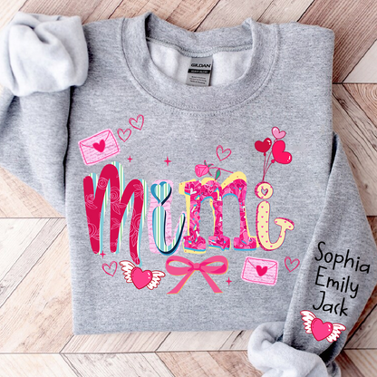 Custom Mimi Valentine Brushstroke Sweatshirt, Heart Shaped valentine Gift for Grandma And Kids