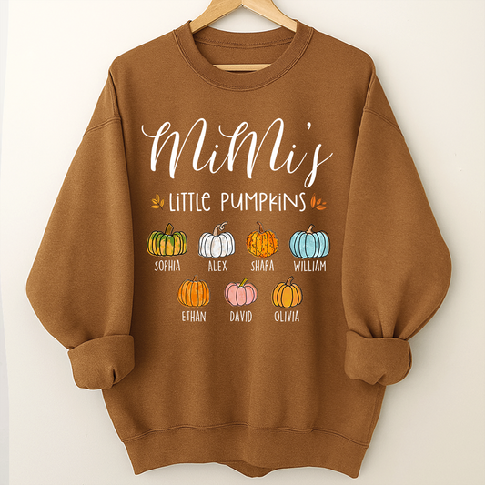 Personalized Mimi's Little Pumpkins Shirt, Custom Grandkids Names Fall Pumpkin Sweatshirt, Grandma Autumn Gift