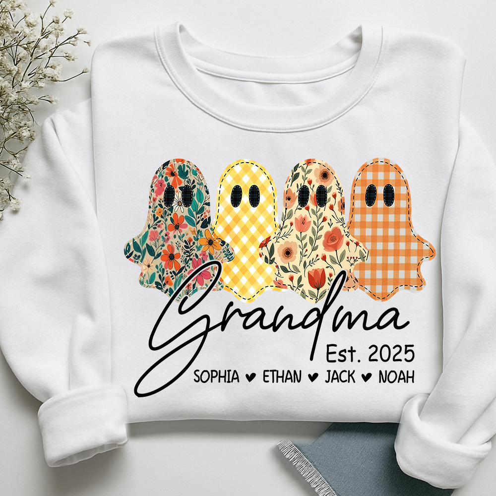 Custom Ghost Sweatshirt for Grandma, Halloween Grandma Est. 2025 Shirt