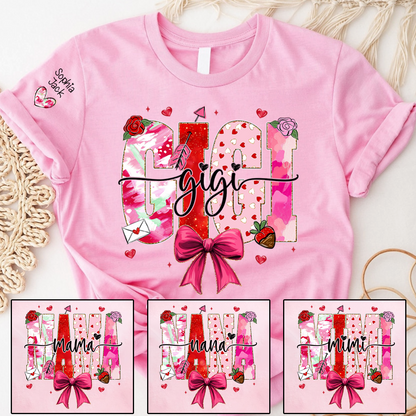 Valentine's Day Gigi T-shirt, Cute Heart Family Love Design For Gift Grandma