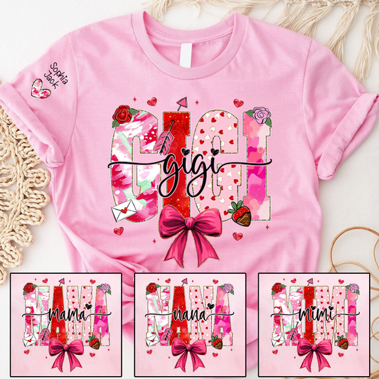 Valentine's Day Gigi T-shirt, Cute Heart Family Love Design For Gift Grandma