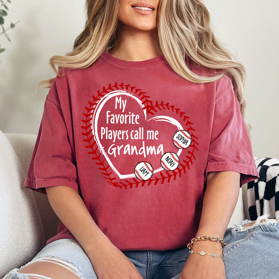 Baseball Mimi T-Shirt My Favorite Players Call Me Design with Custom Names