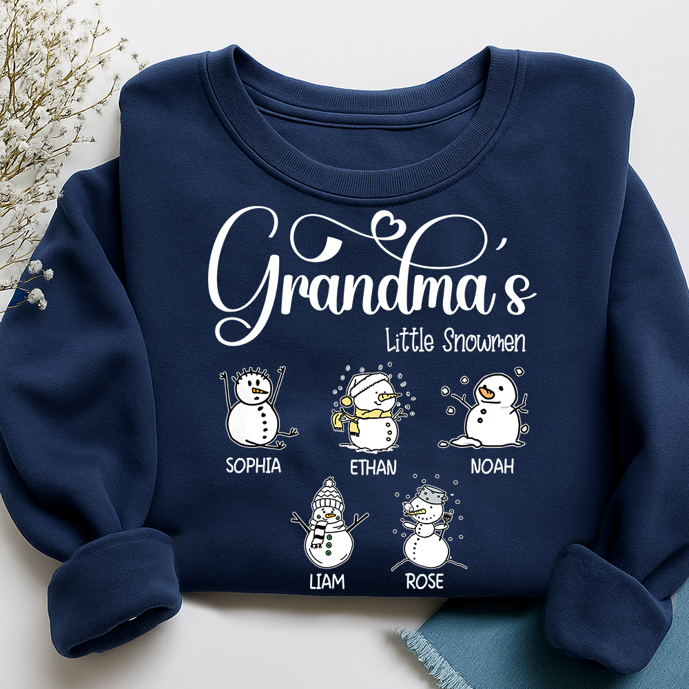 Merry Christmas Grandma Little Snowman Sweatshirt, Custom Gifts for Grandma and Grandchild