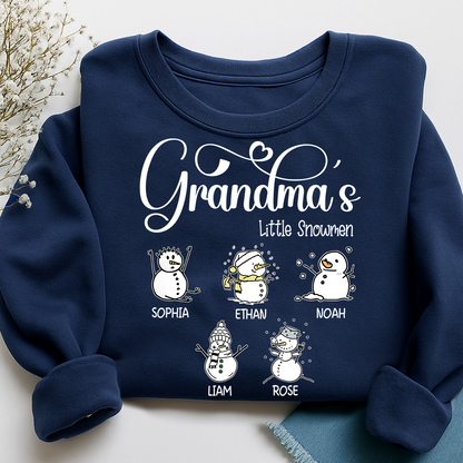 Merry Christmas Grandma Little Snowman Sweatshirt, Custom Gifts for Grandma and Grandchild