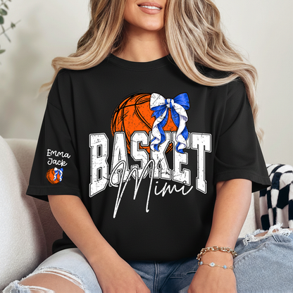 Basketball Mimi Shirt Personalized with Grandkids Names, Custom Basketball Family Tee
