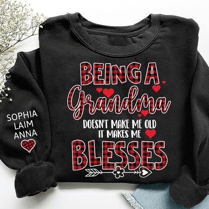 Personalized Grandma Sweatshirt, Blessed Grandma Plaid Heart Shirt with Kids Names