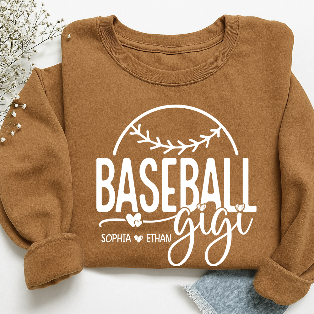 Personalized Baseball Gigi Sweatshirt, Custom Gift For Grandma And Kids
